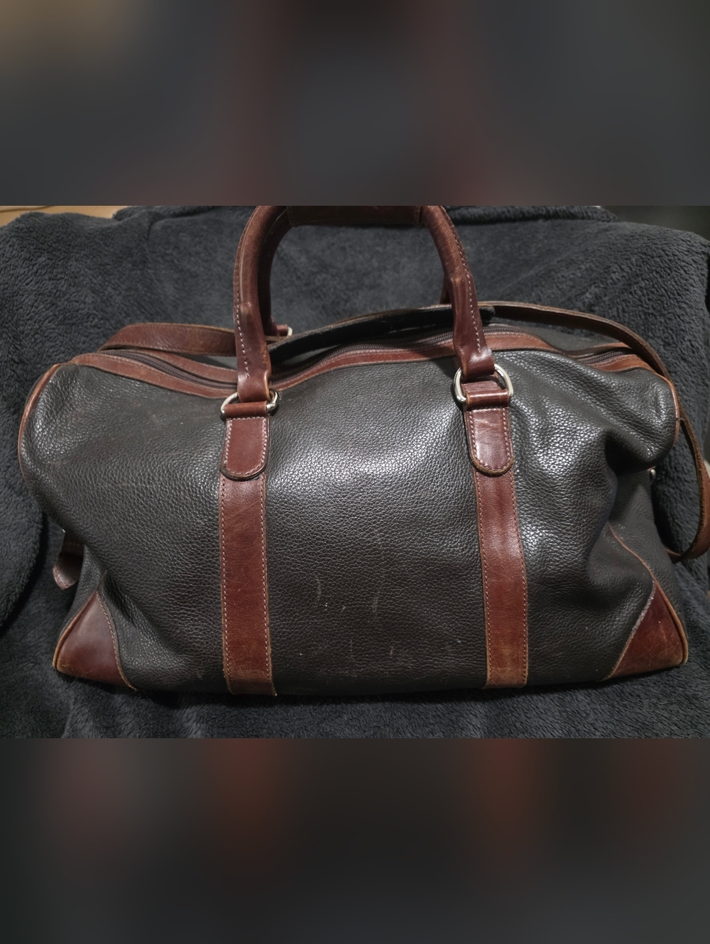 Roots Leather Duffle Weekend Bag